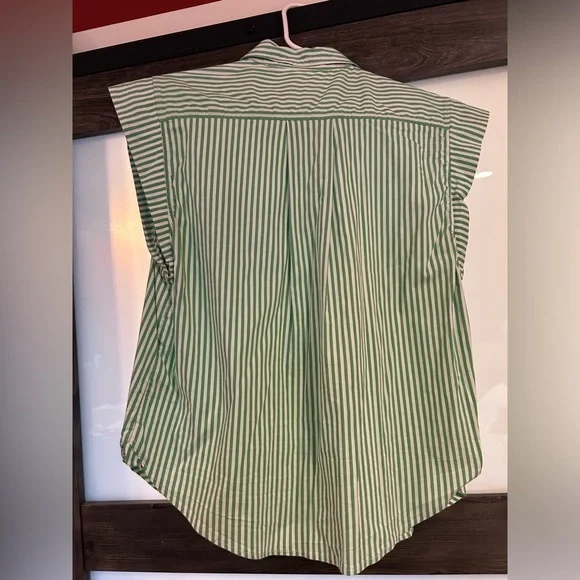 Anthropologie Maeve Clarise Blouse in Green White Stripe - Picture 5 of 7